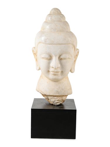 A Southeast Asian Marble Head of Buddha