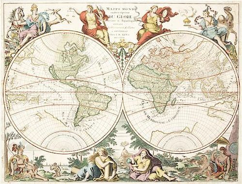 (MAP) (JAILLOT) ELWE, J. Mappe Monde, ou Description du Globe Terrestre... Amsterdam, 1792.
