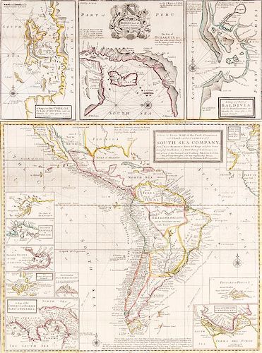 (MAP) MOLL, HERMAN. A new & exact map of the coast, countries and islands within the ... South Sea Company. L, 1711.