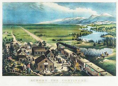 * CURRIER & IVES. Across the Continent. "Westward the Course of Empire... NY, 1868. Litho. w/hand-coloring.