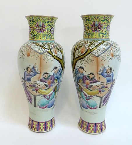 Pair Of Qing Famille Verte Vases