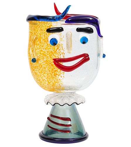 Stefano Toso Murano Italian Glass Face Vase