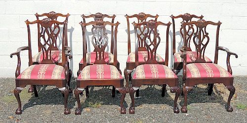 Eight Stickley Chippendale-style Dining Chairs