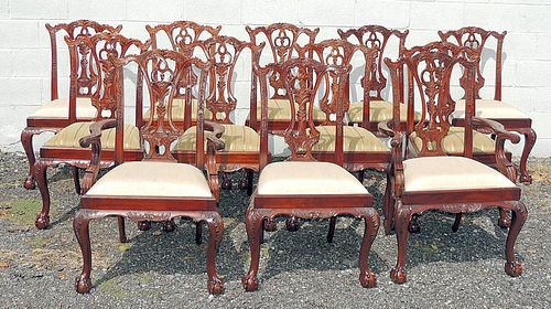 Set of Twelve Chippendale-style Dining Chairs