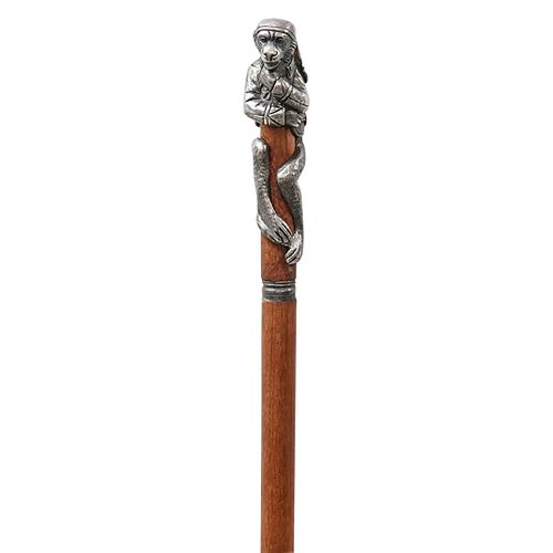 Silver bronze Monkey Walking Stick