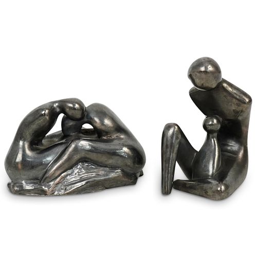 (2 Pc) Abstract Sterling Silver Overlaid Sculptures