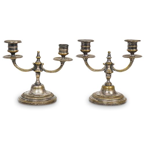 Pair of French Silver Plated Candelabras