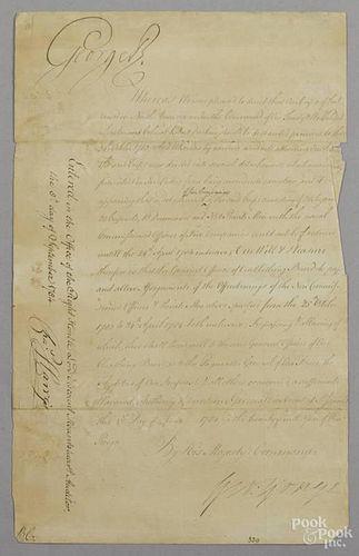George III signed letter, dated June 1, 1784,