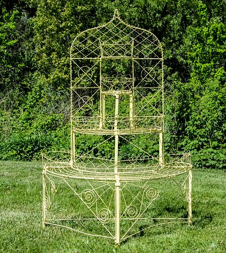 19TH C. FRENCH WIREWORK TIERED POTTED FLOWER DISPLAY