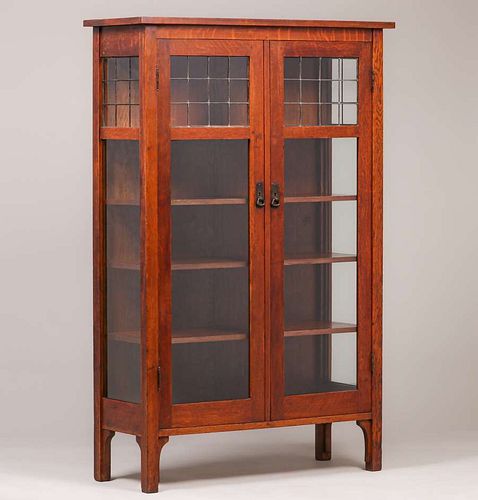 L&JG Stickley Leaded Glass Two-Door China Cabinet c1910