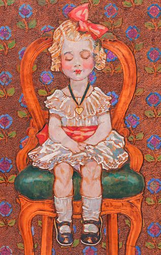 Jane Delamare-Dom Pyrography Portrait Seated Girl 1910