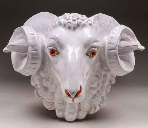 Austrian Ceramic Rams Head c1920s