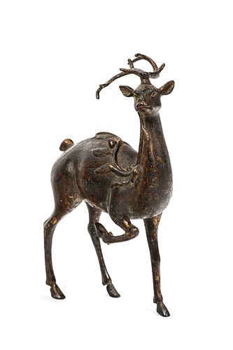 A Chinese Bronze Figure of a Deer