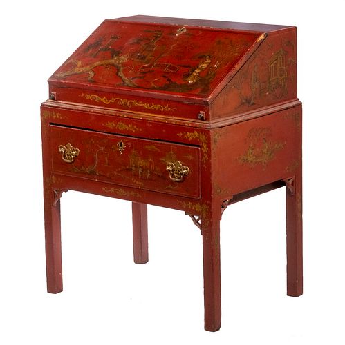 AMERICAN FEDERAL PERIOD DESK ON FRAME WITH CHINOISERIE DECORATION