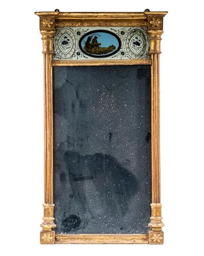 FEDERAL PERIOD EGLOMISE LOOKING GLASS