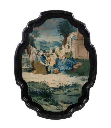 18TH C. FRENCH PAINTED RELIGIOUS PANEL