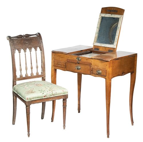 (2 PCS) FRENCH PROVINCIAL LADY'S DRESSING TABLE WITH CHAIR