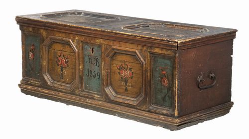 CONTINENTAL PAINT DECORATED DOWER CHEST