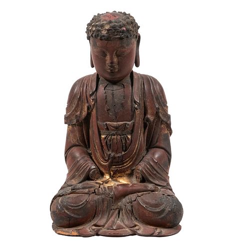 CHINESE CARVED WOODEN BUDDHA