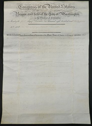 VELLUM ACT OF CONGRESS, DEC 1834, REVOLUTIONARY WAR SOLDIER'S PENSION $5 PER MONTH