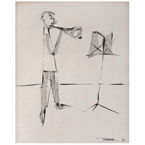 LEONARDO NIERMAN, Sin título, Firmada y fechada 62, Tinta sobre papel, 21 x 17 cm
