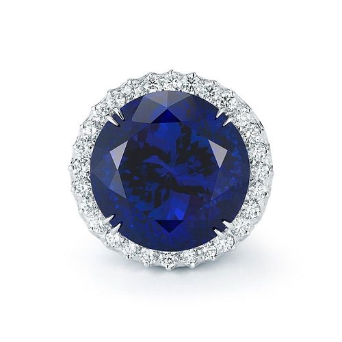 ROYAL BLUE TANZANITE AND DIAMOND RING