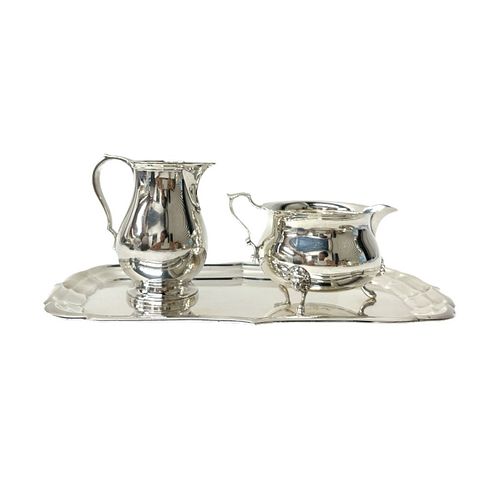 Sterling Silver Tray and Tea Set