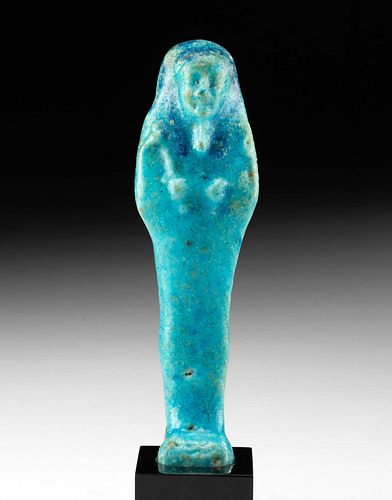 Egyptian Glazed Faience Ushabti w/ Blue Hues
