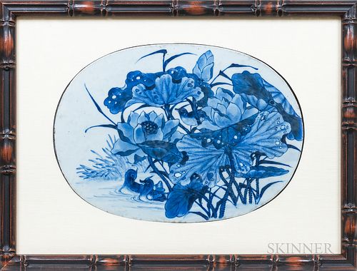 Three Framed Blue and White Porcelain Plaques