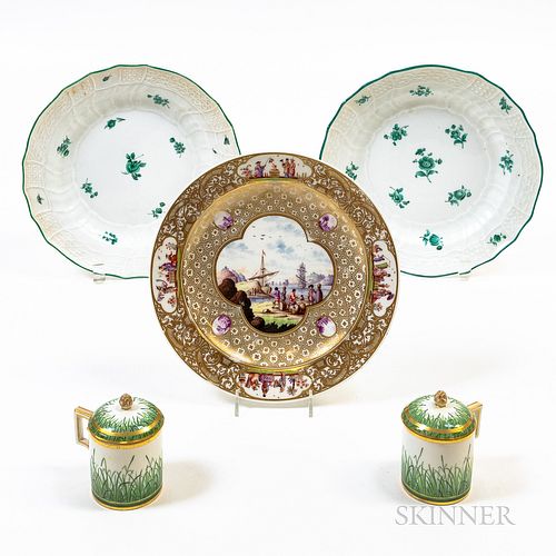 Five Pieces of Continental Ceramic Tableware