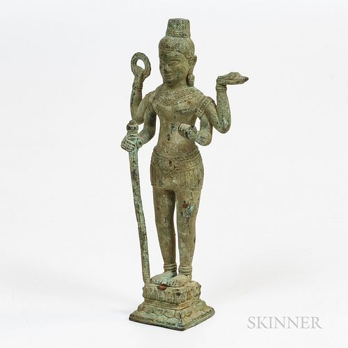 Decorative Bronze Khmer-style Figure of Vishnu