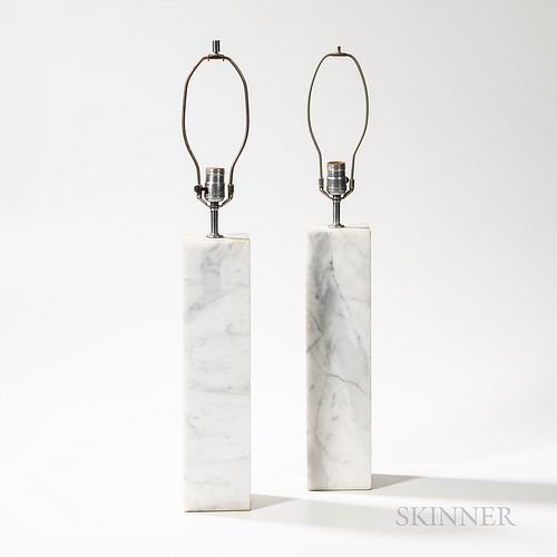 Pair of Marble-base Table Lamps