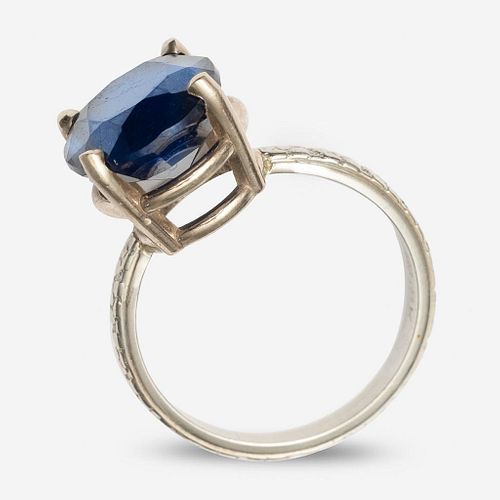 GIA 5.7ct Sapphire and 18K Gold Ring