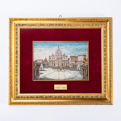 VATICAN MICROMOSAIC ARCHITECTURAL SCENE, FRAMED