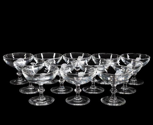 SET OF 12 STEUBEN COLORLESS CRYSTAL COUPE GLASSES