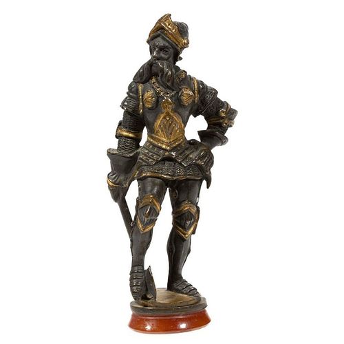 Bronze and gilt statue of a Medieval Warrior
