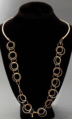 Italian 18K Yellow Gold Curved Bar Link Necklace