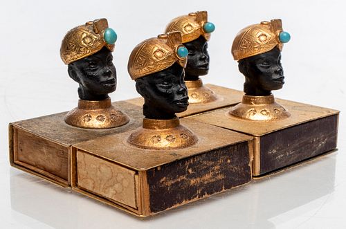 Orientalist Figural Match Box Holders, Set of 4