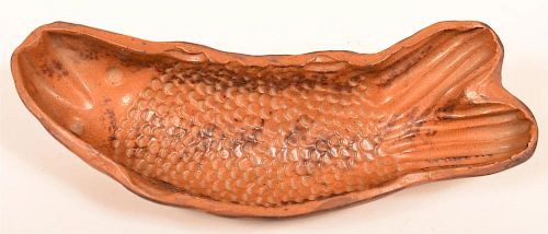 PA Mottle Glazed Redware Fish Food Mold.