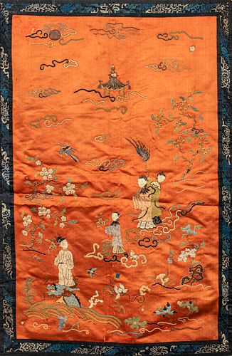 Chinese Embroidered Silk Textile Panel