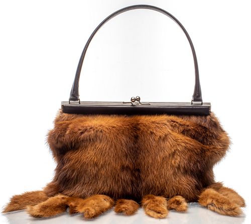 Dolce & Gabbana Fox Fur And Leather Handbag