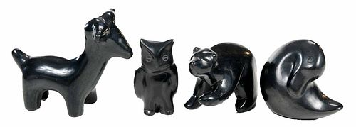 Four Blackware Animal Figures