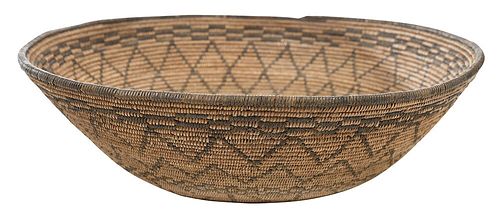 Apache Polychrome Decorated Coiled Basket Bowl