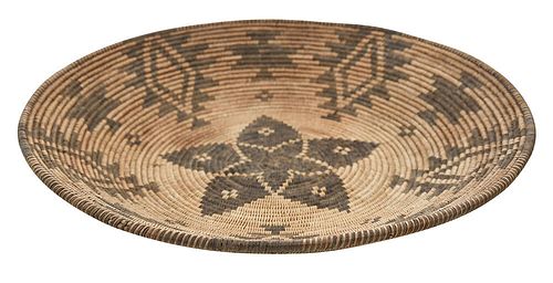 Apache Polychrome Decorated Coiled Basket Tray