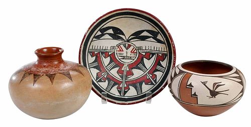 Three Pieces Polychrome Pueblo Pottery
