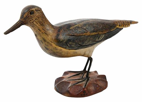 Carved and Painted Wood Sandpiper