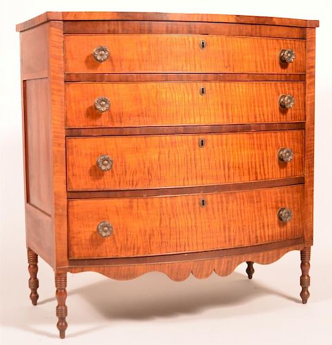 PA Sheraton Bow Front Chest of Drawers.