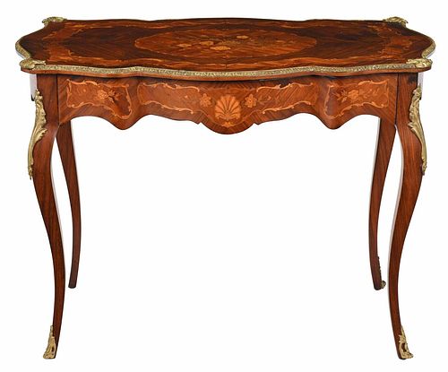 Louis XV Style Marquetry Inlaid Writing Desk