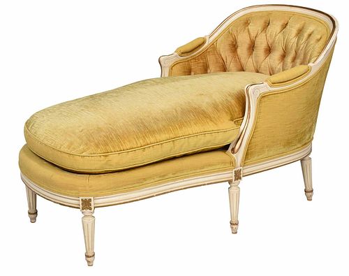 Louis XVI Style Painted Tufted Chaise