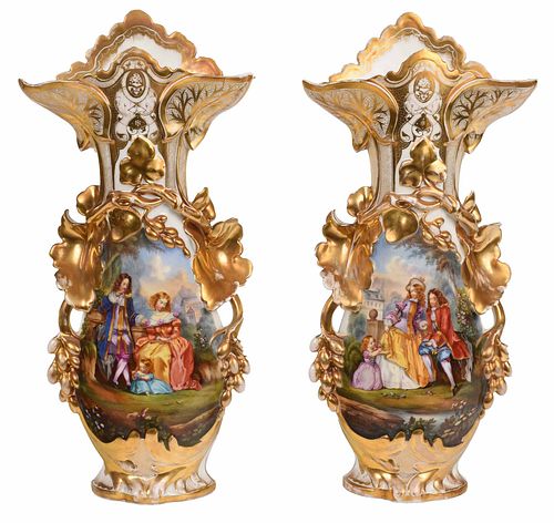 Pair of Old Paris Porcelain Style Vases